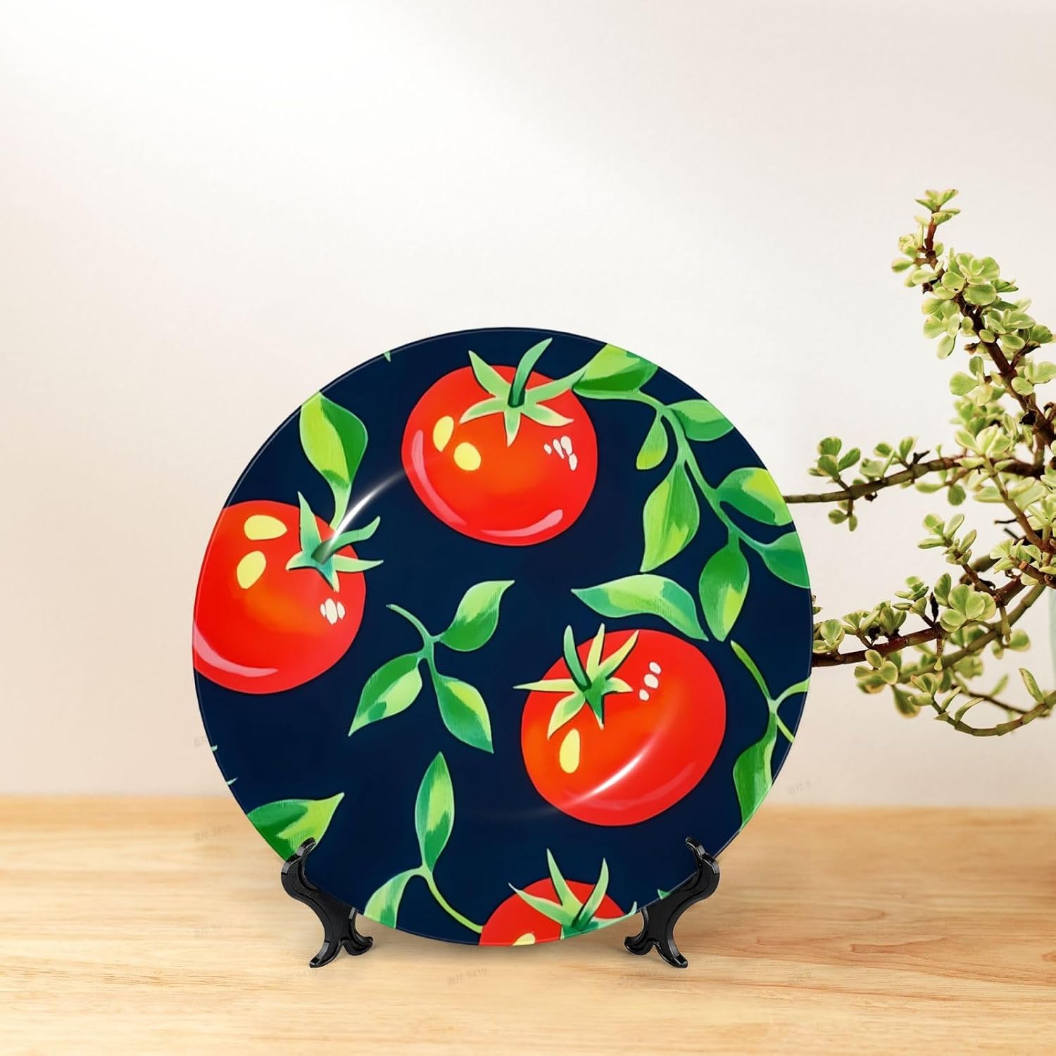 Tomatoes Style Ceramic Plate Display Home Display With Stand Wall Hanging Plate For Home Decor 10 Inch