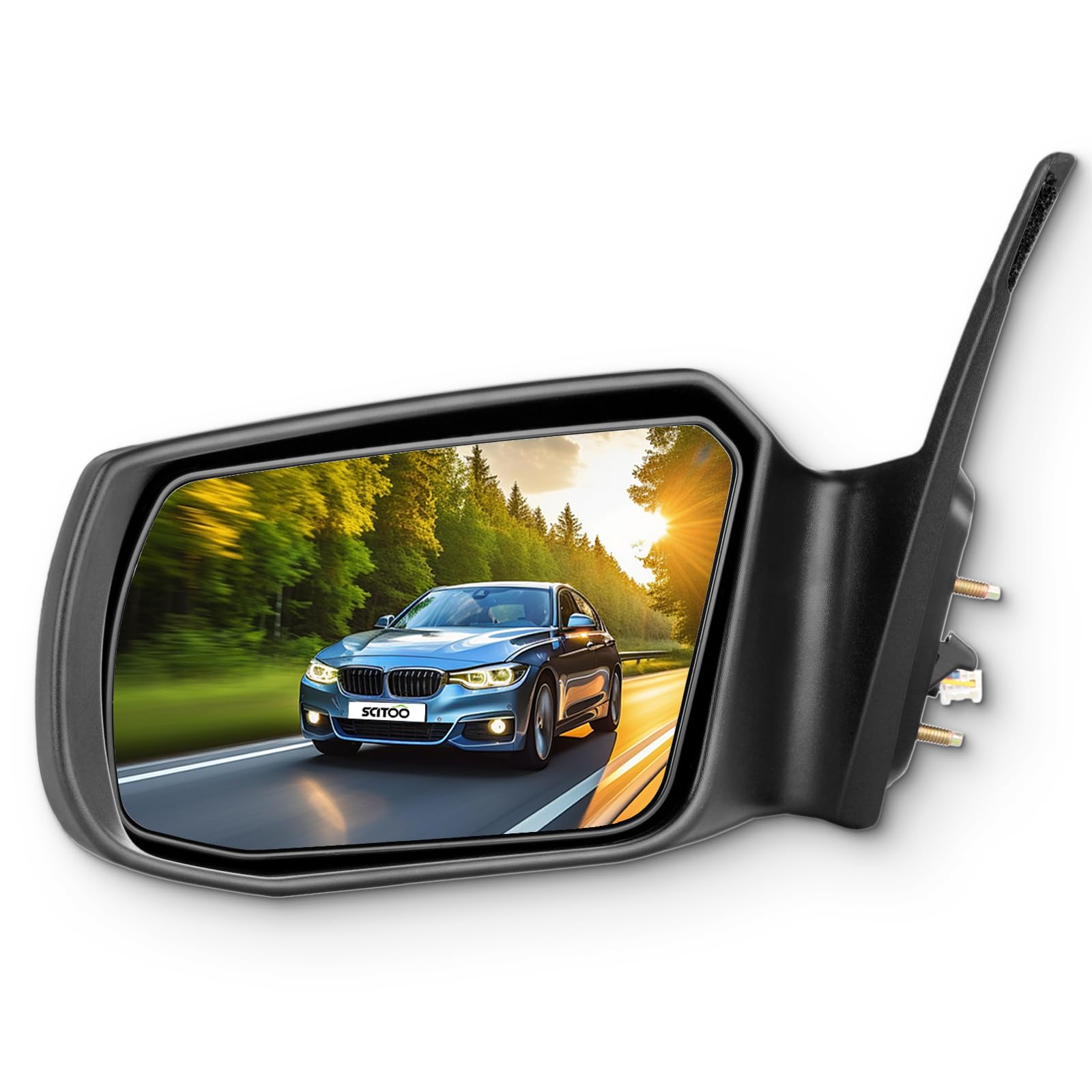 SCITOO Driver Side View Mirror Fit For 2007-12 For Nissan Altima Sedan 2007-11 Altima Hybrid Non-Folding Non-heated Power adjustment Black Left