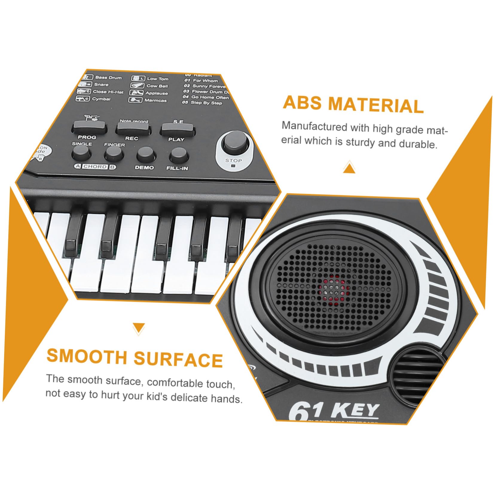 Juguete de Piano para Niños 61 Teclas, Abs Negro, Aprendizaje