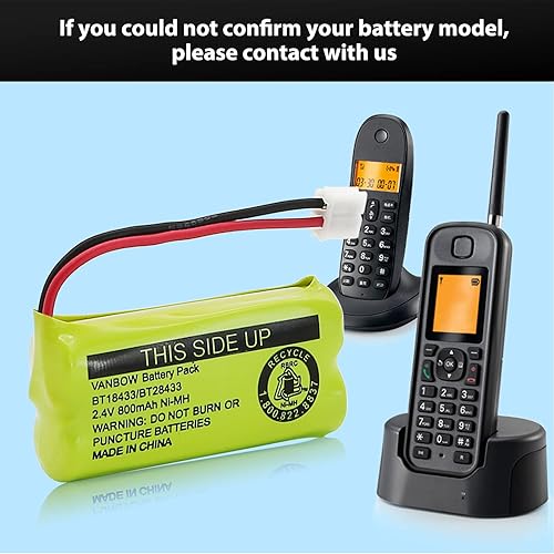 Miniatura 6 de BT18433BT28433 2.4V 800mAh Ni-MH Batería inalámbrica para teléfono, también compatible con AT&T BT184342BT284342 BT8300 BT1011 BT1018 BT1022 BT1031