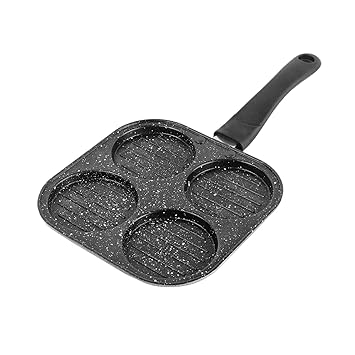 PANCA Non Stick Grill Pan Mini Pan Uttapam Tawa Aluminum Multi Snack Maker 4 Cavity, Pancake Maker (Black)