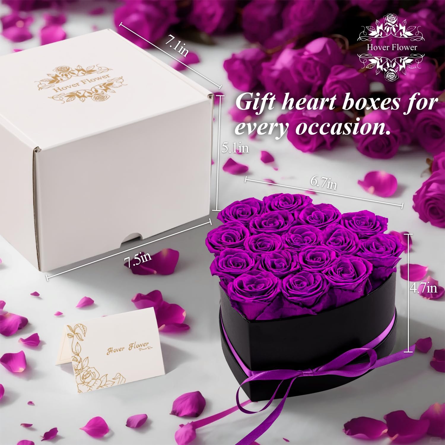 16 Forever Preserved Flowers in a Box, Vanlentines Day Gifts for Her, Eternal Roses Flowers for Delivery Prime, Birthday Gifts for Women Mom Grandma Wife (Purple) - Image 2