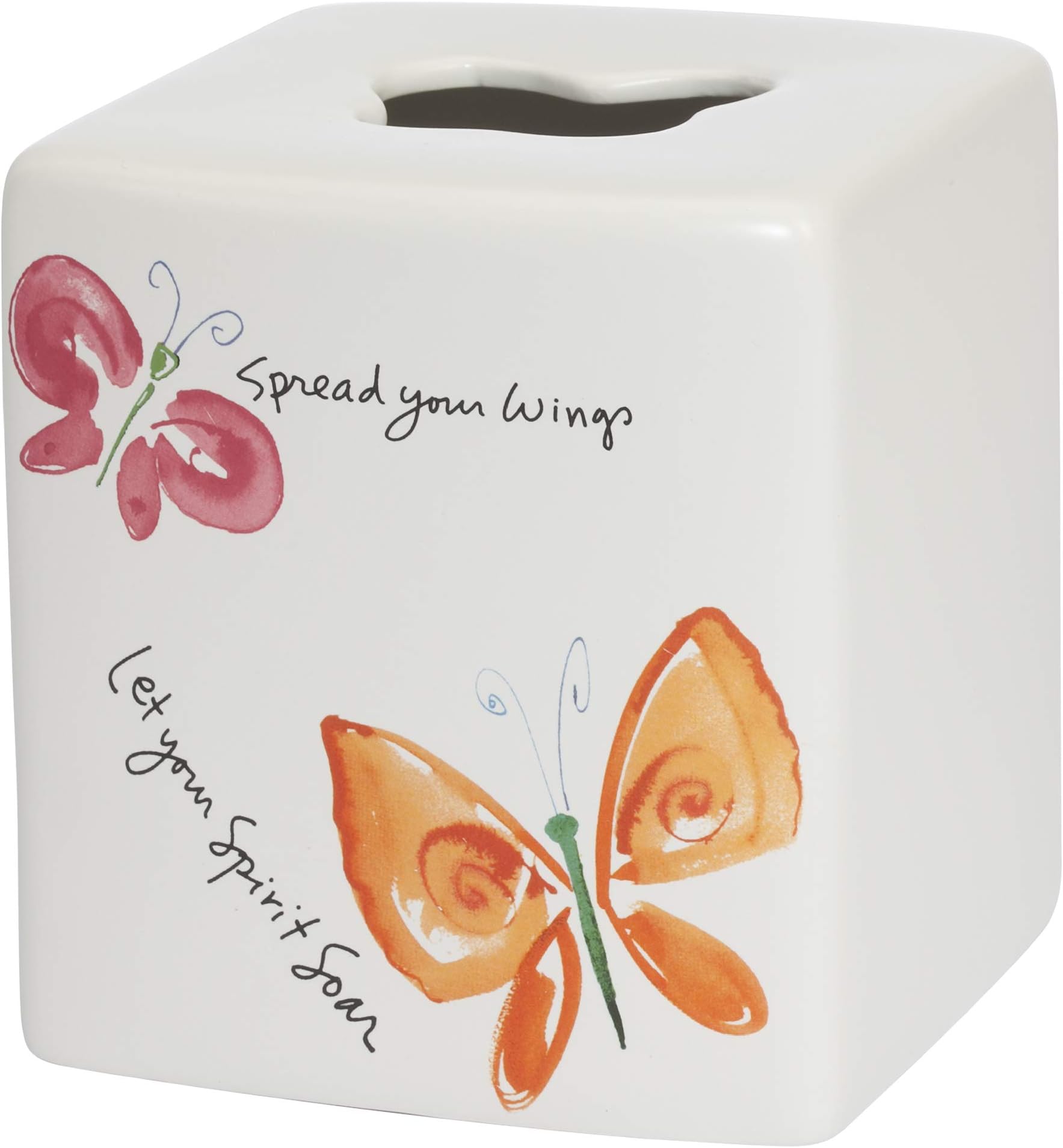 Kathy Davis FLU58MULT Flutterby Boutique Tissue Holder, Ceramic, Dispenser, Color Pillow173