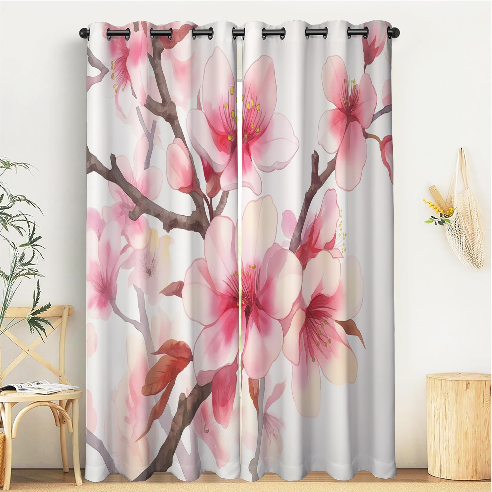 Rideau occultant 3D salon moderne thermique isolant anti froid 2 pièces 140x220 cm rideaux rose
