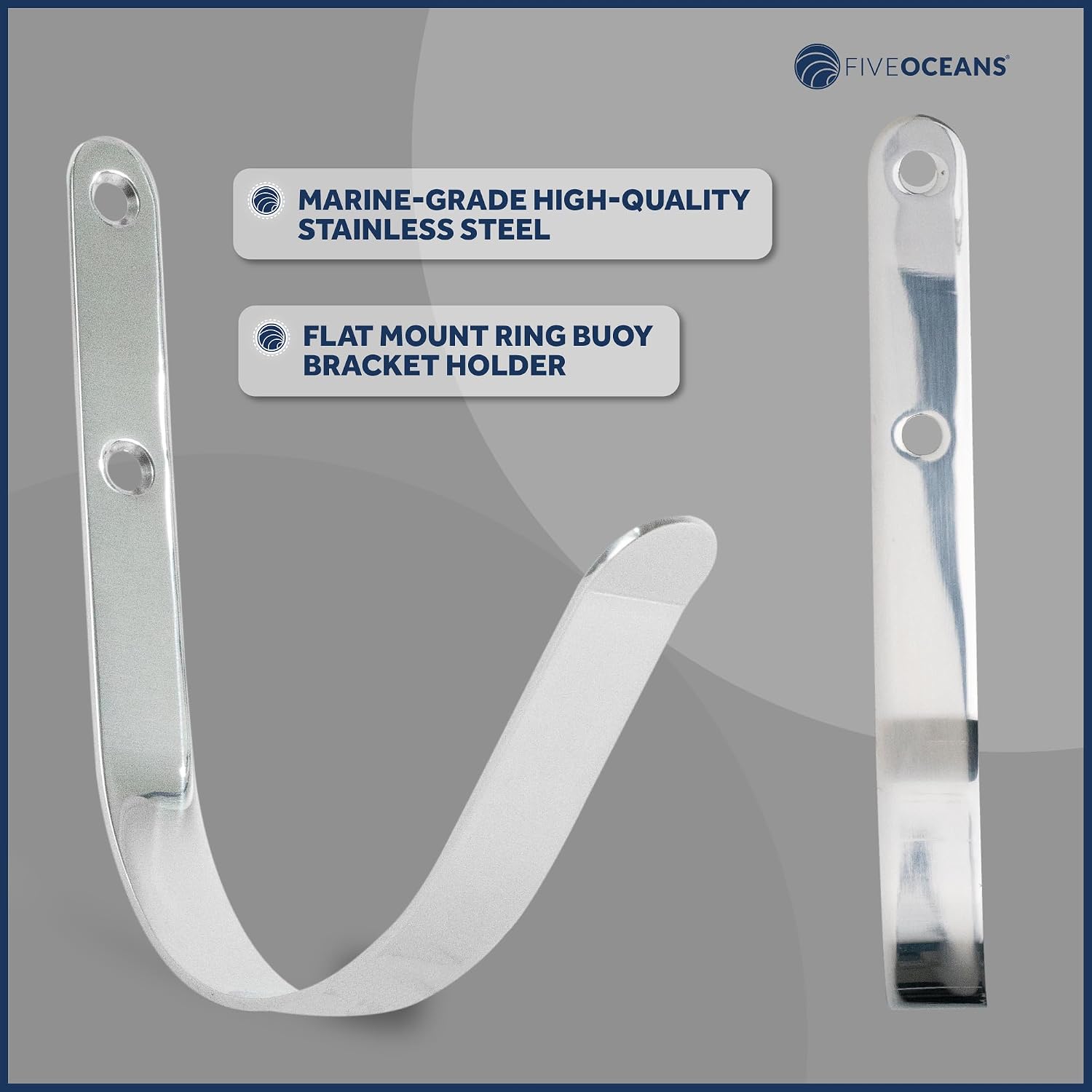 Five Oceans Ring Buoy Bracket Holder, Rail Mount/Flat Mount