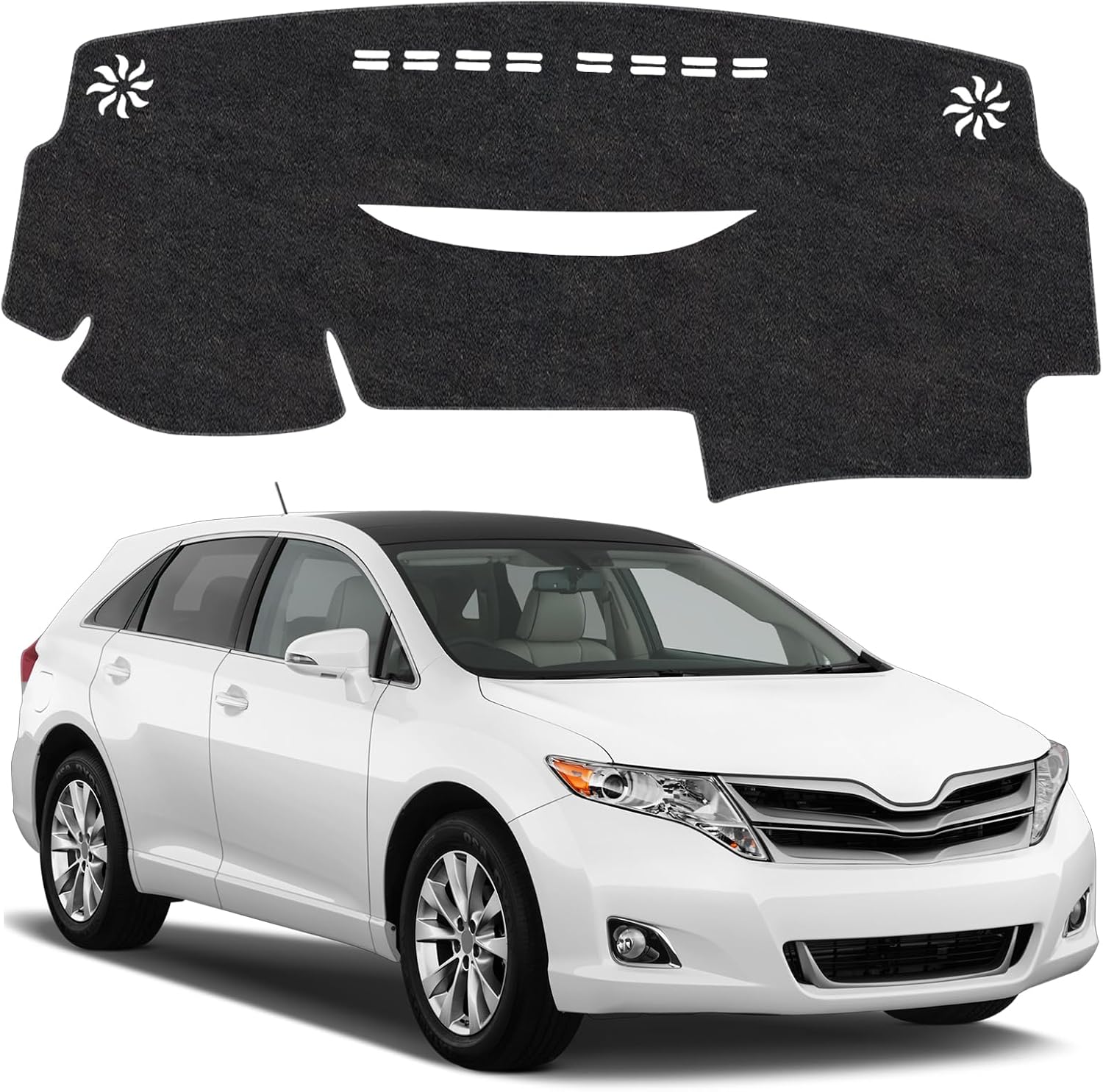 Dash Cover Mat Compatible with Toyota Venza 2008-2017 Non-Slip Dashboard Cover Mat Sunshade UV Rays Protector Interior Accessories