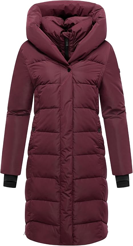 Navahoo Damen Wintermantel Mit Fleece-Innenfutter - Langer Steppmantel Bis Oberschenkel