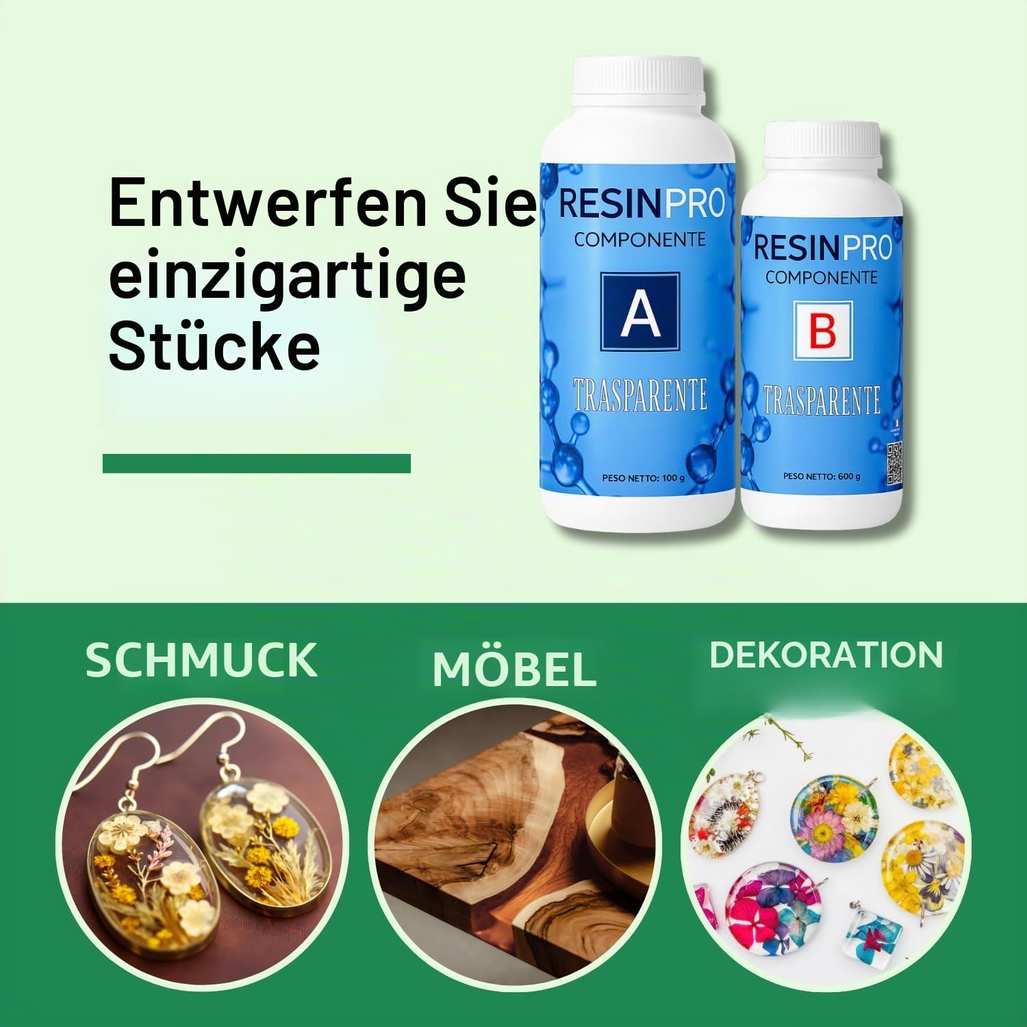 Resin Pro - 3.2 KG Durchsichtiges Epoxidharz & Härter - Flüssiges Gießharz glasklar, DIY Harz für Guss & Beschichtung, Harzuntersetzer, Laminierharz, Epoxidharz, Glänzend