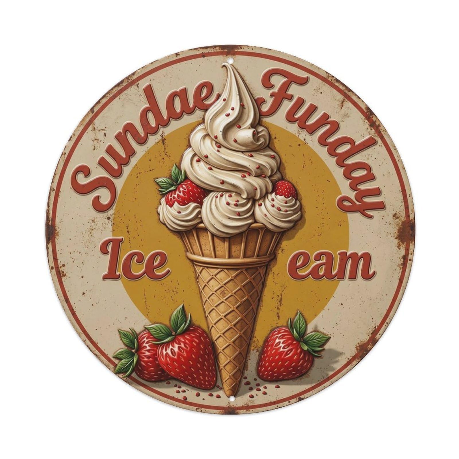 Sundae Funday Farmhouse Kitchen 1 Metal Tin Sign