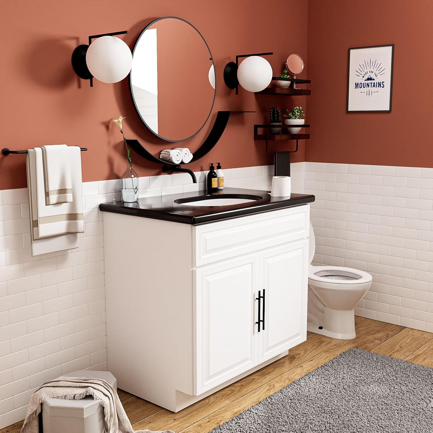 KitchenMan 36 Inch Bathroom Vanity Unassembled Bathroom Sink Cabinet and Vanity for Bathroom, Bedroom, Living Room, Kitchen, Antique White (Handles and Sink Basin Not Included)