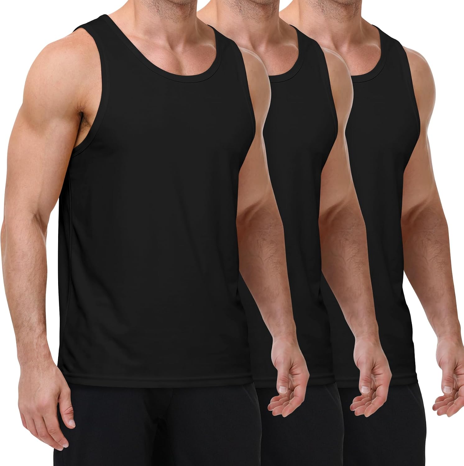 FALARY Men's Bamboo Viscose Tank Tops Moisture Wicking Cooling Undershirts Tagless Stay Tucked Sleeveless Shirts 3-Pack