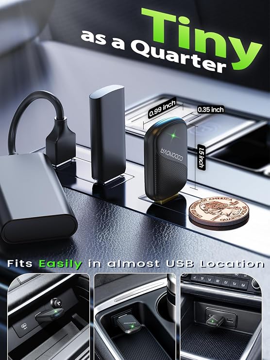 Mini Wireless CarPlay Adapter for iPhone & Android Auto - Wired to Wireless