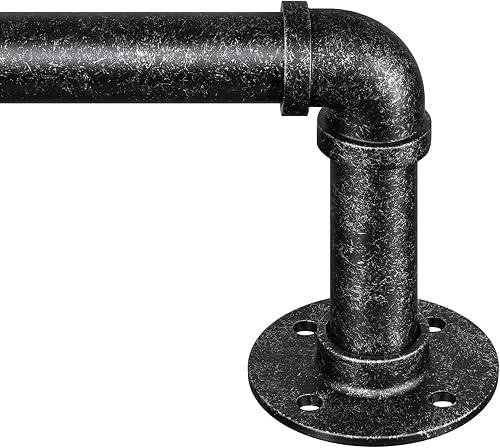 Miniatura 17 de Zeerobee Barras de cortina para ventanas de 120 a 240, barra de cortina negra envolvente industrial de 1 pulgada, barra de cortina ajustable