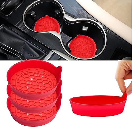 Miniatura 1 de Portavasos universal para automóvil, soporte antideslizante para interiores de automóviles, engranaje rojo puro, paquete de 4