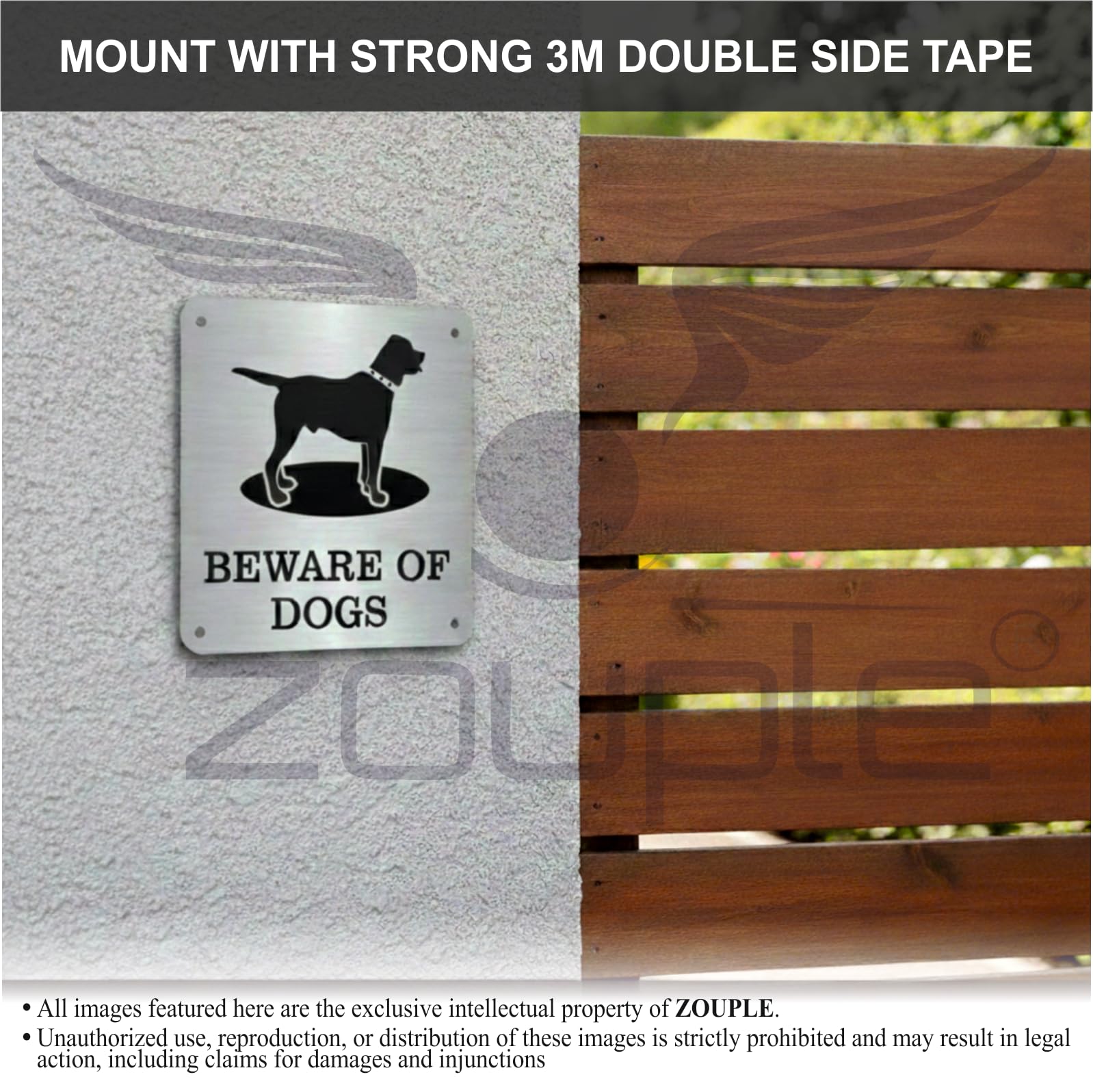 Zouple Beware of Dog Sign, Labrador, 6x6 Inch, Durable Steel, Dual