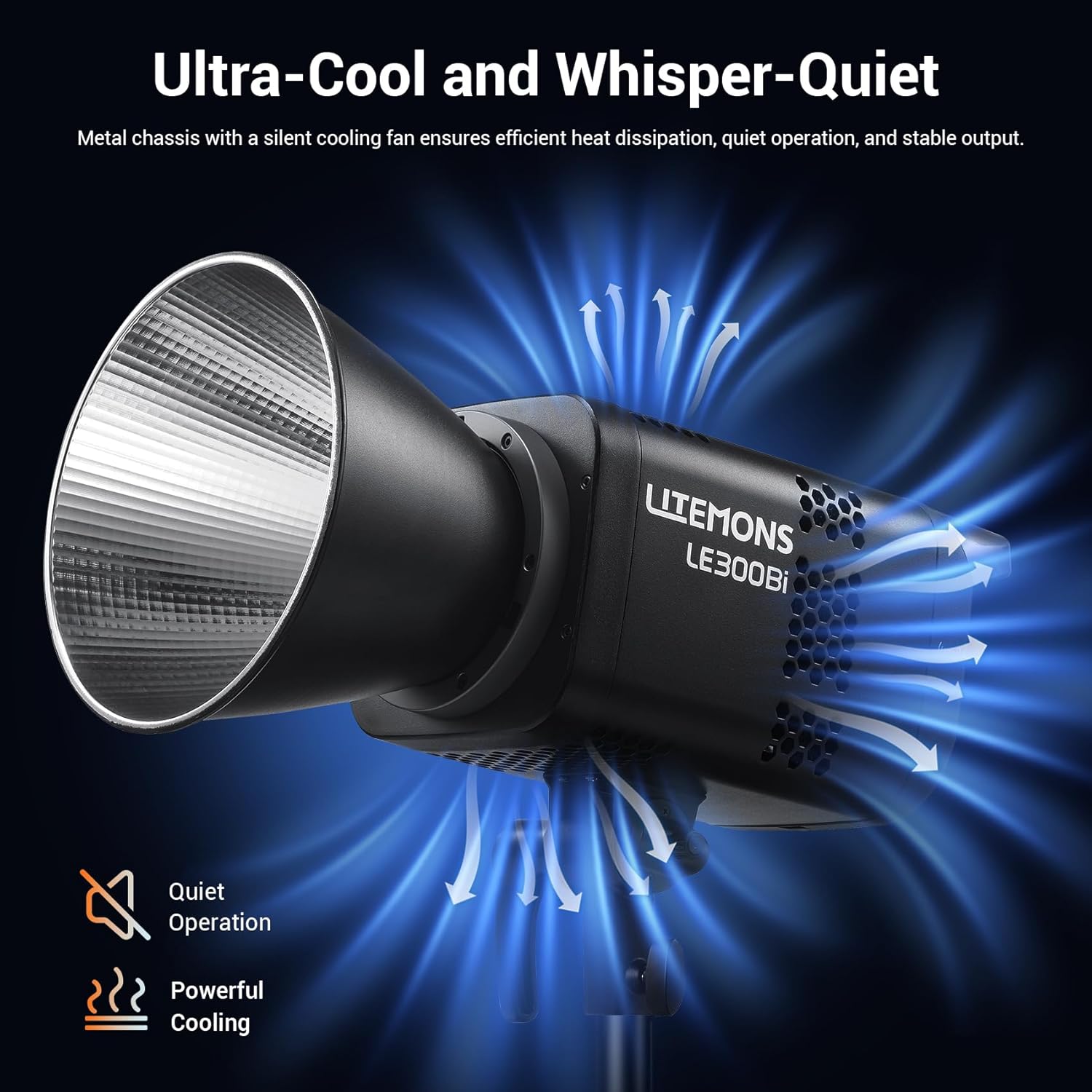 Godox LE300Bi 315W Bi-Color LED Video Light with APP & DMX Control, 98 CRI Studio Light, 2800K-6500K, 58900 Lux@1m, 11 FX Modes, Bowens Mount, Quiet Fan for Live Streaming, Video, Photography