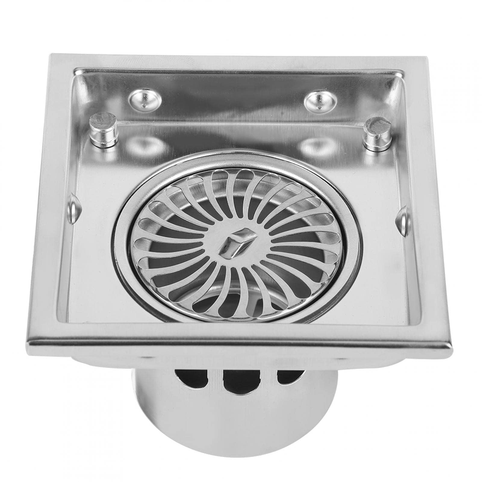 Scarico da pavimento in acciaio inox quadrato, anti-odore, per