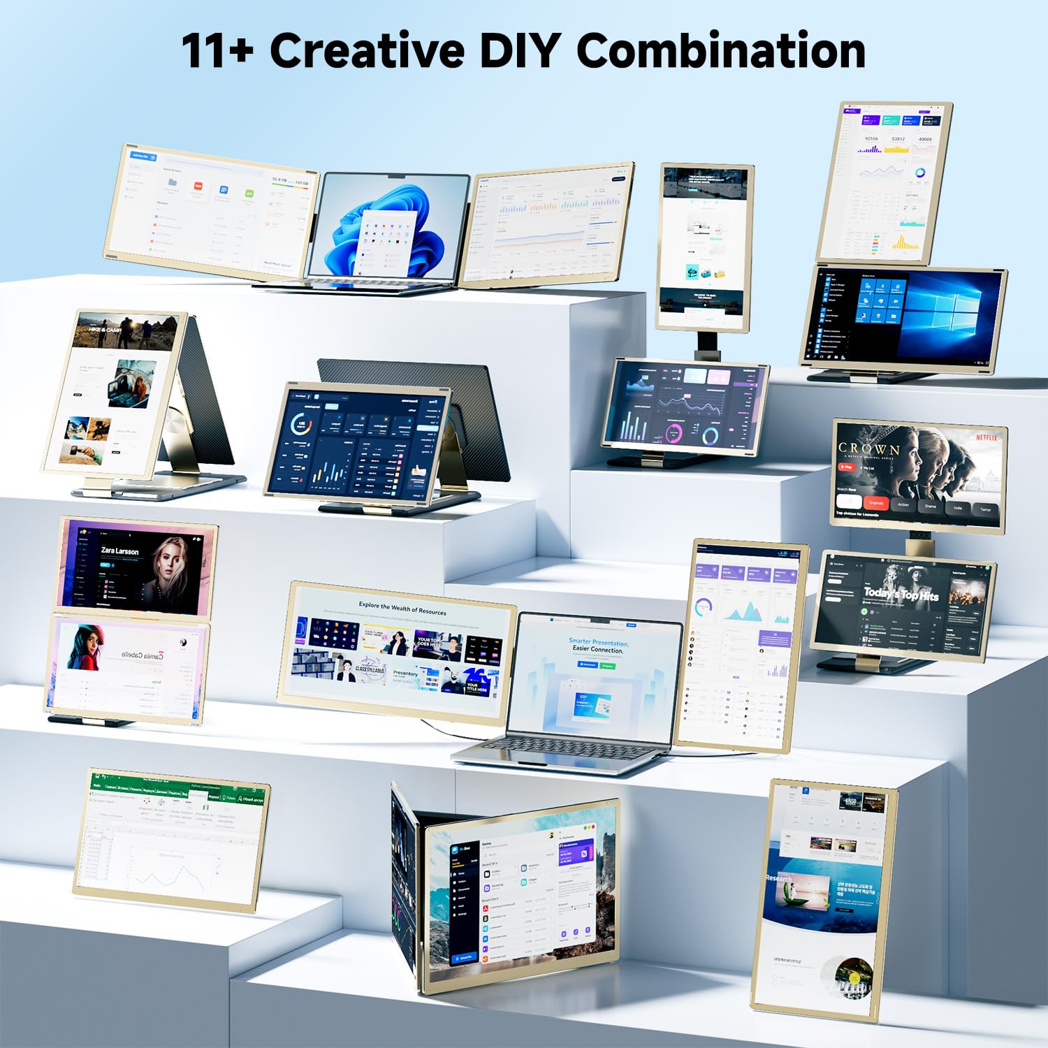 KEFEYA Laptop Bildschirm Erweiterung 15,6", FHD 1080P Laptop Screen Extender für Laptops von 13-17,3", 120% sRGB, Abnehmbarer Monitor Erweiterung für Windows/Mac/, Plug & Play - 5