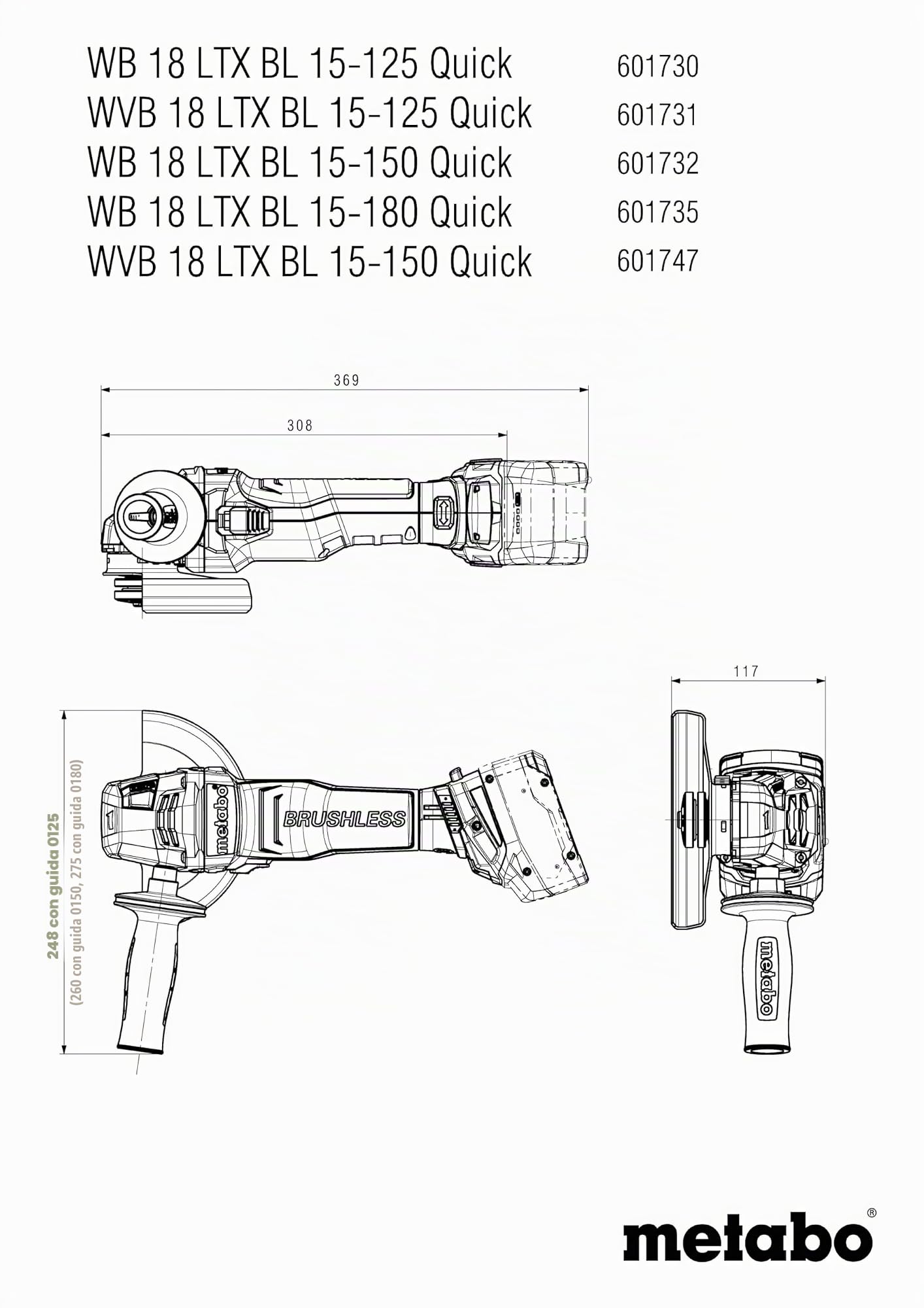 WVB 18 LTX BL 15-125 Quick (601731840) Amoladora angular de batería