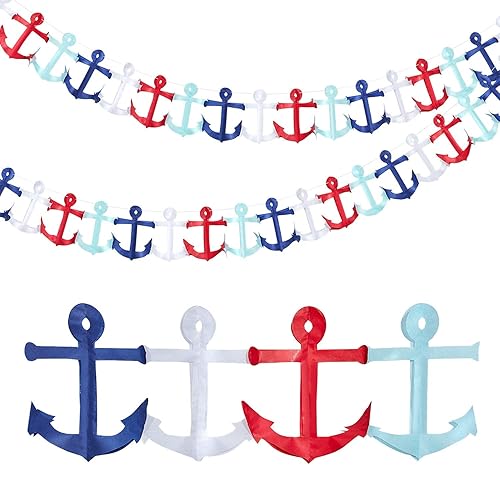 Boao 2 Pieces 8ft Nautical Garland Red Blue White Cruise