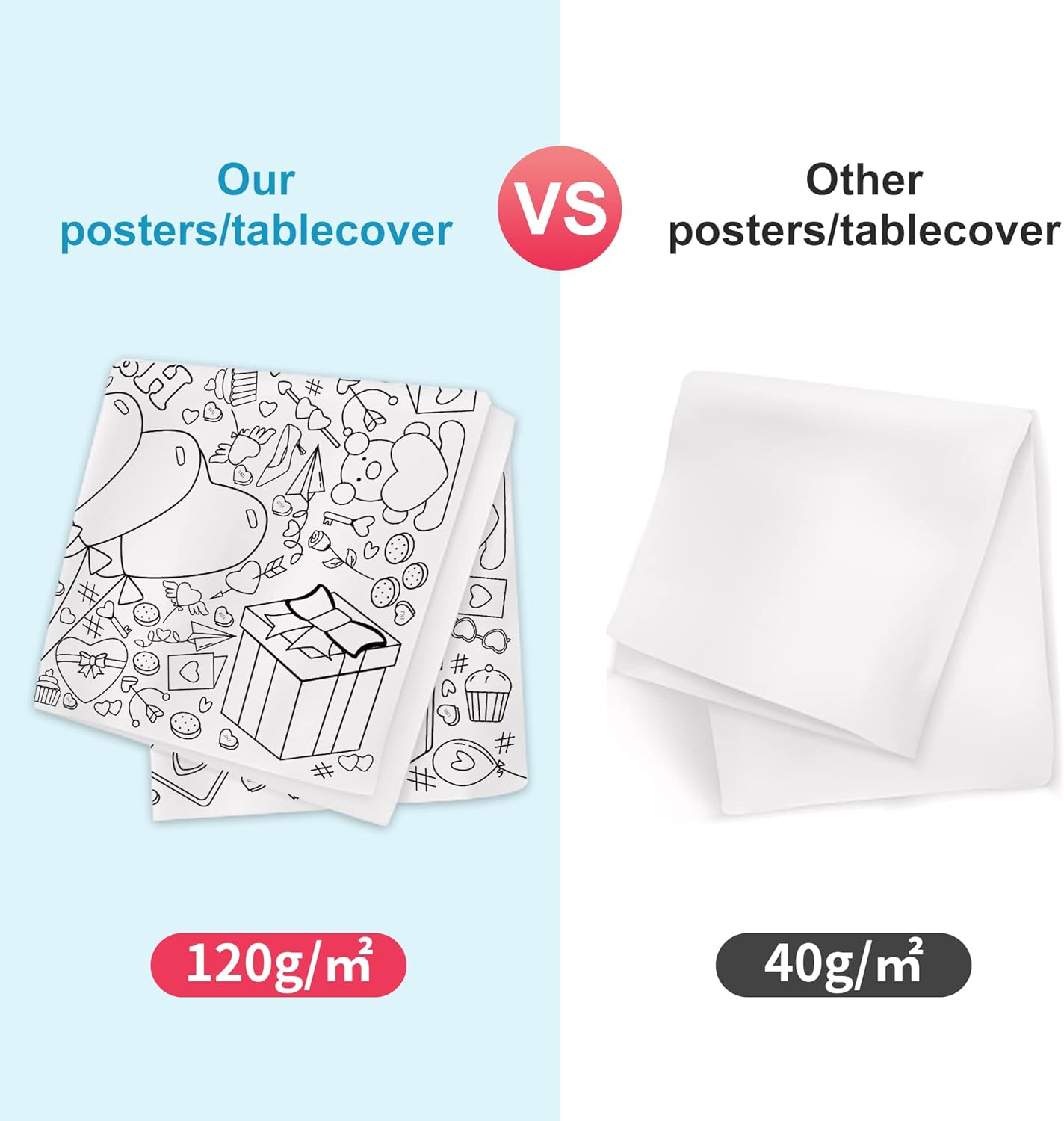 OHOME Giant Valentine's Day Poster/Tablecloth for Families - 30 x 72 Inches Jumbo Paper Coloring Banner or Tablecover for School Parties or Events,Valentines Day Gifts for Kids