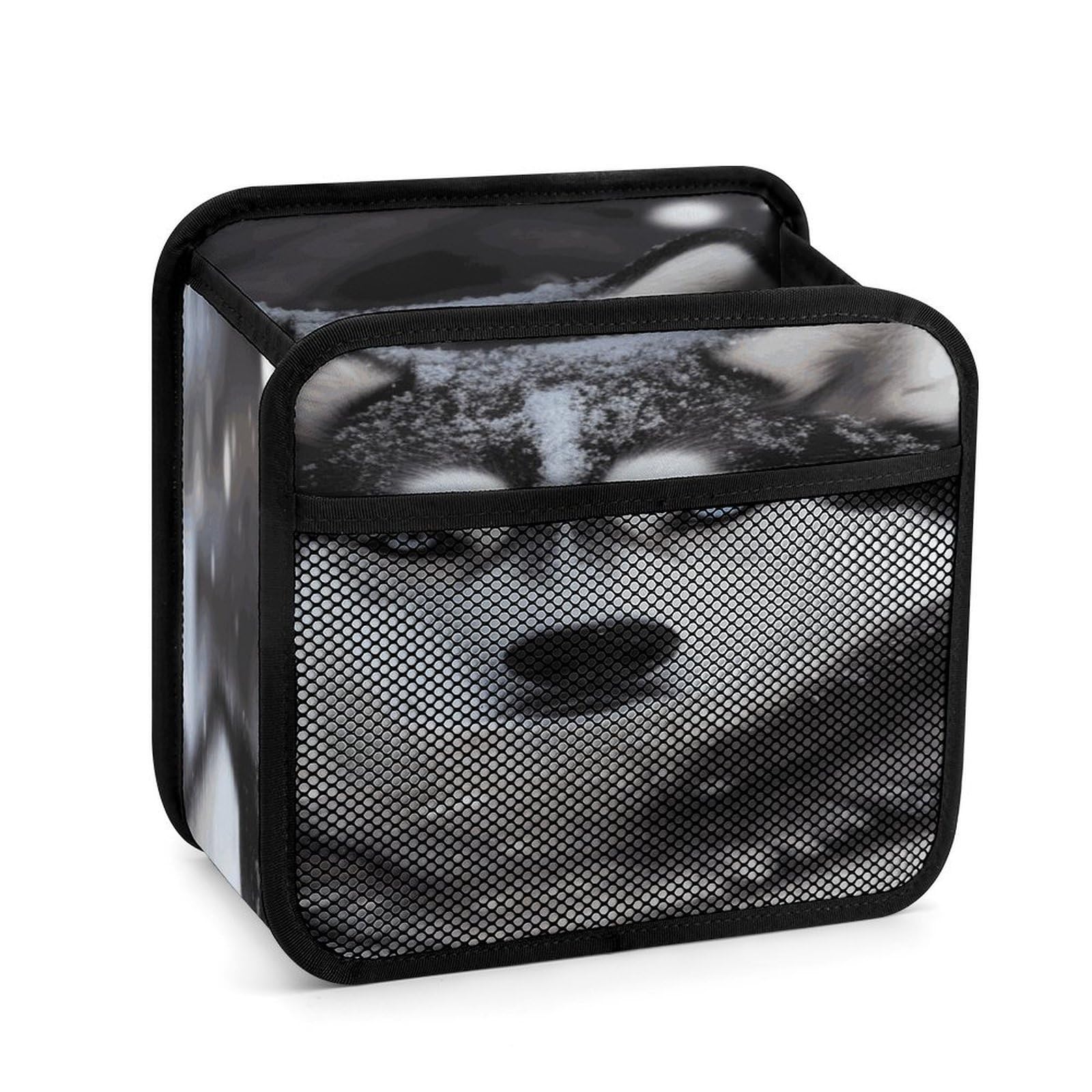 Btcowzrv Style Husky In Snow Dog Car Seat Back Organizer, Pu Leather Hanging Backseat Car Organizer With Elastic Mesh Pocket, Storage Bag For Most Vehicles