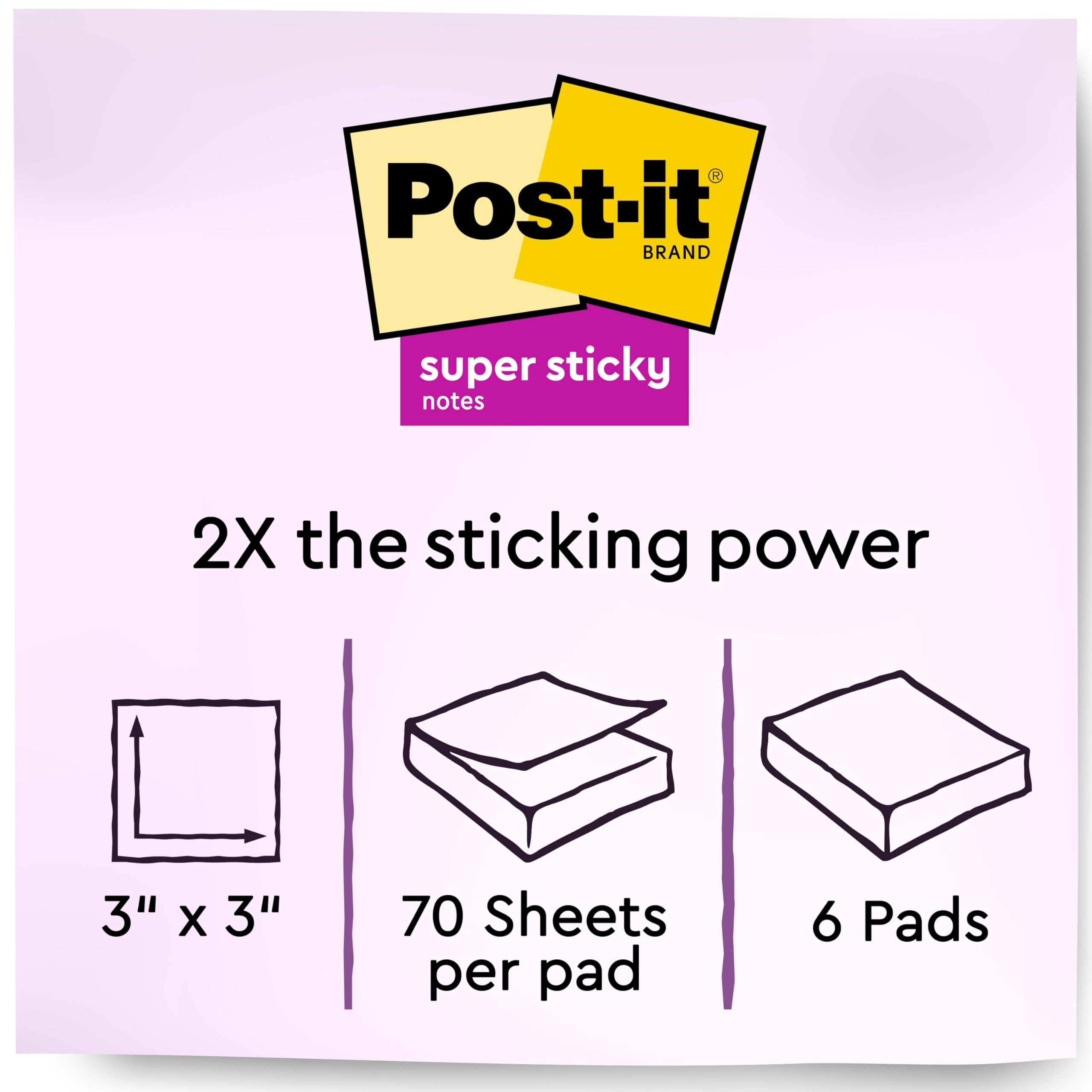 Post-it Super Sticky Riciclato Notes, 5 Colori Pastello, Bastoncini e Resticks, 7,6 x 7,6 cm