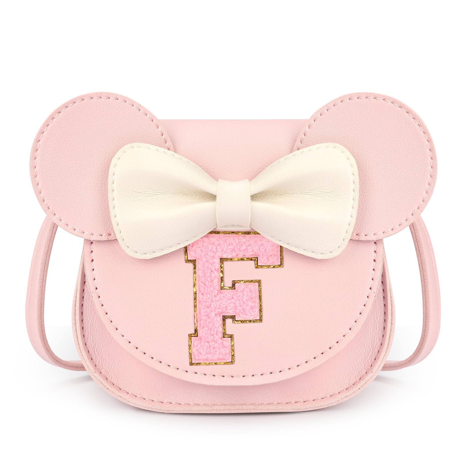 mibasies Toddler Purse for Girls Age 3-8, Pink Letter F Toy Birthday Gift