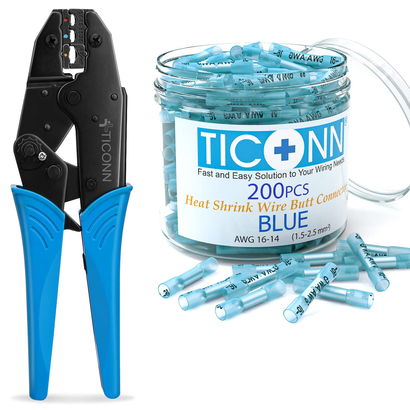 Amazon.com: TICONN Crimping Tool+200PCS AWG 16–14 Heat Shrink Butt