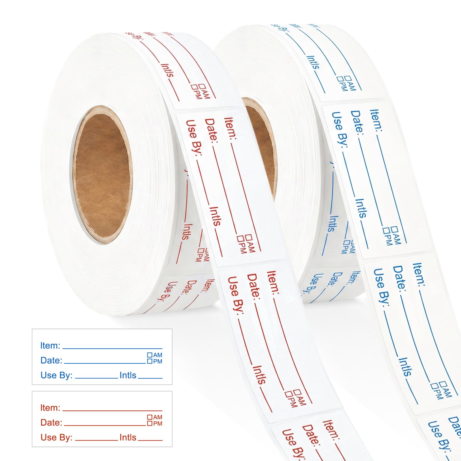 Flintronic 2 Rolls 1000 Pieces Removable Food Stickers, 1 x 2 Inch, Premium Freezer Labels, Use by Date Stickers, Date Labels for Food, Reminder Food Storage Labels for Jars, Pantry, Meal Prep