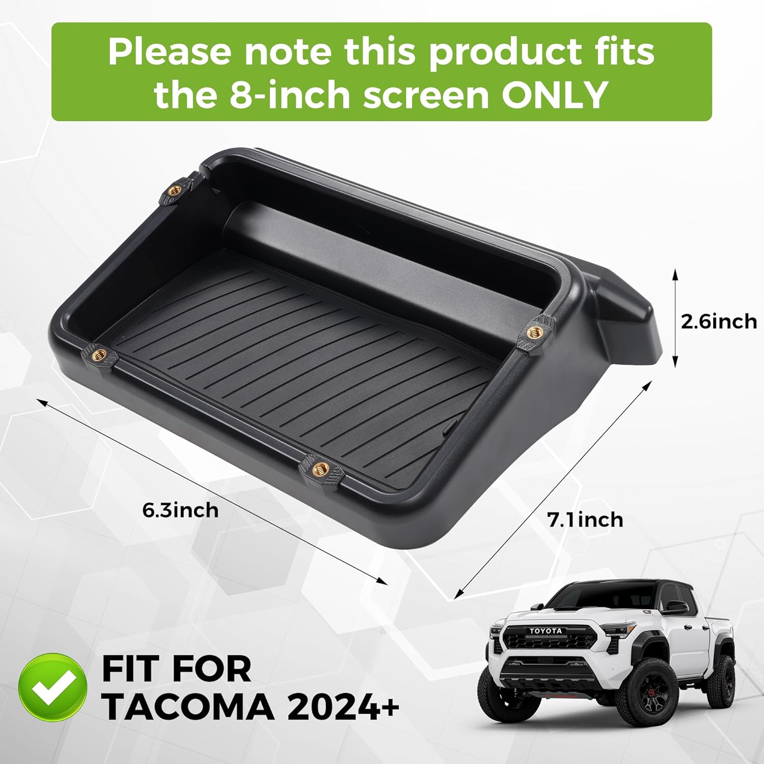 Dashboard Storage Box Compatible with Tacoma 2024-2025 Accessories,8-inch Behind Screen Organizer Screen Back Tray Storage Box with Anti-Slid Pad (Black)