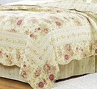 Vista 3 de Finely Stitched Chic Shabby Romantic Rose - Juego de edredón de algodón, tamaño King, incluye correas para sábanas