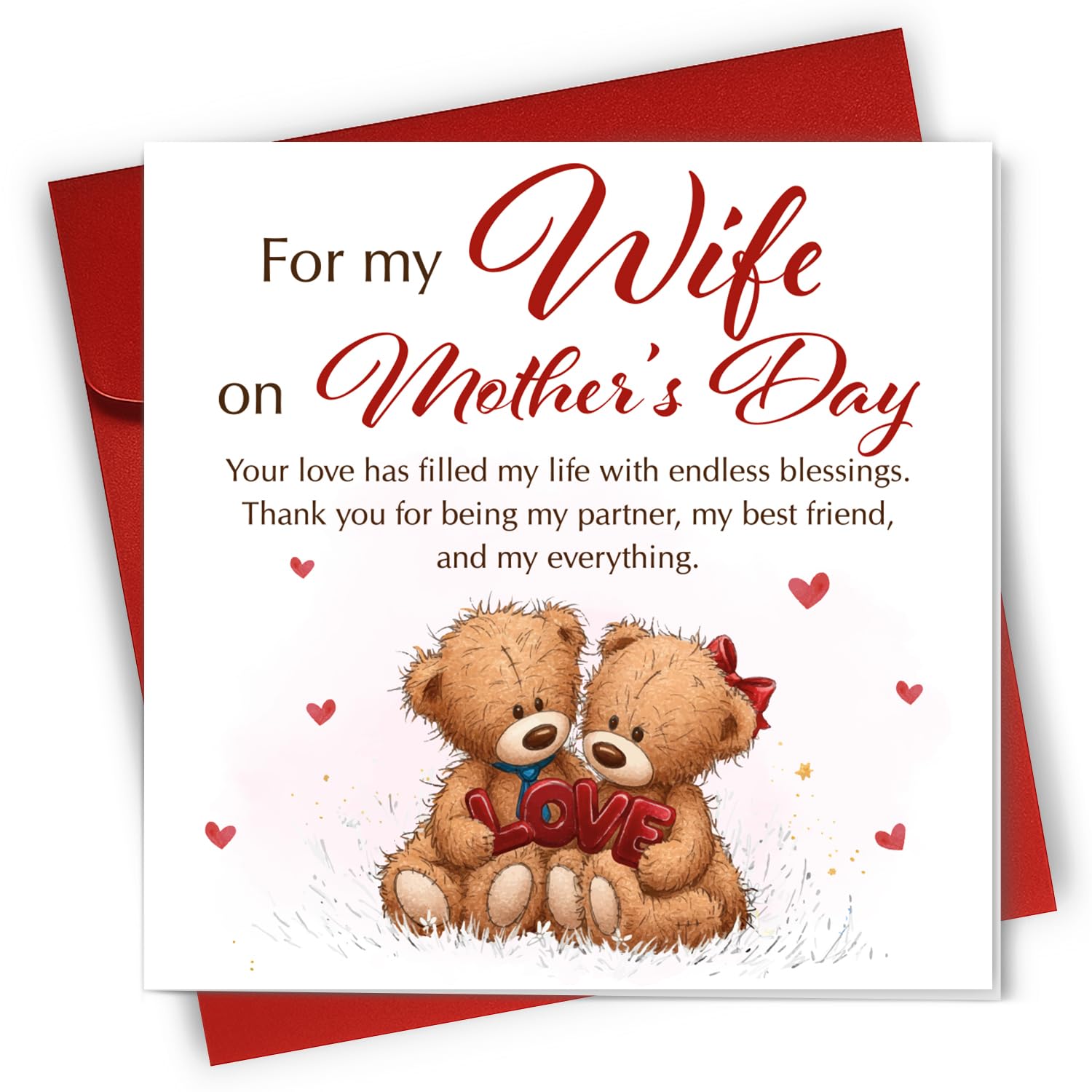 NEWELEVEN Mothers Day Card For Wife - Cute Card, Heartfelt Messeage Gifts For Wife, Wifey, Her - Mother's Day Gifts For Her From Husband, Him - Greeting Card