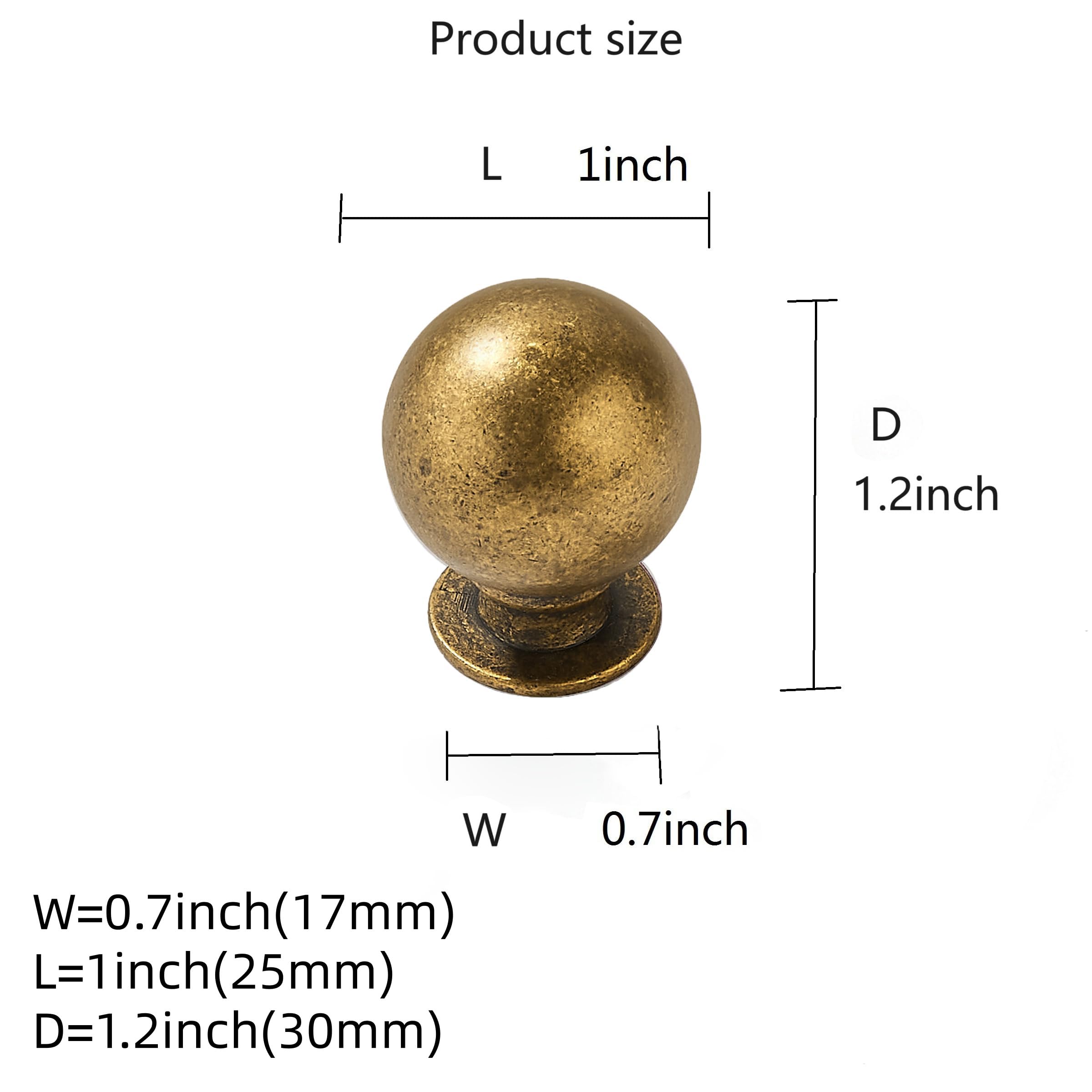 Round Antique English Brass Cabinet Knob - XDZ, 1 in (25 mm) — KHTUMEWARE