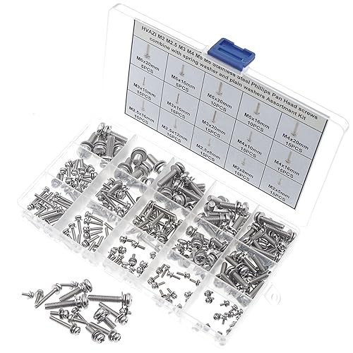 Miniatura 2 de M2 M2.5 M3 M4 M5 M6 Tornillos de cabeza Phillips de acero inoxidable combinados con arandelas de resorte y arandelas lisas