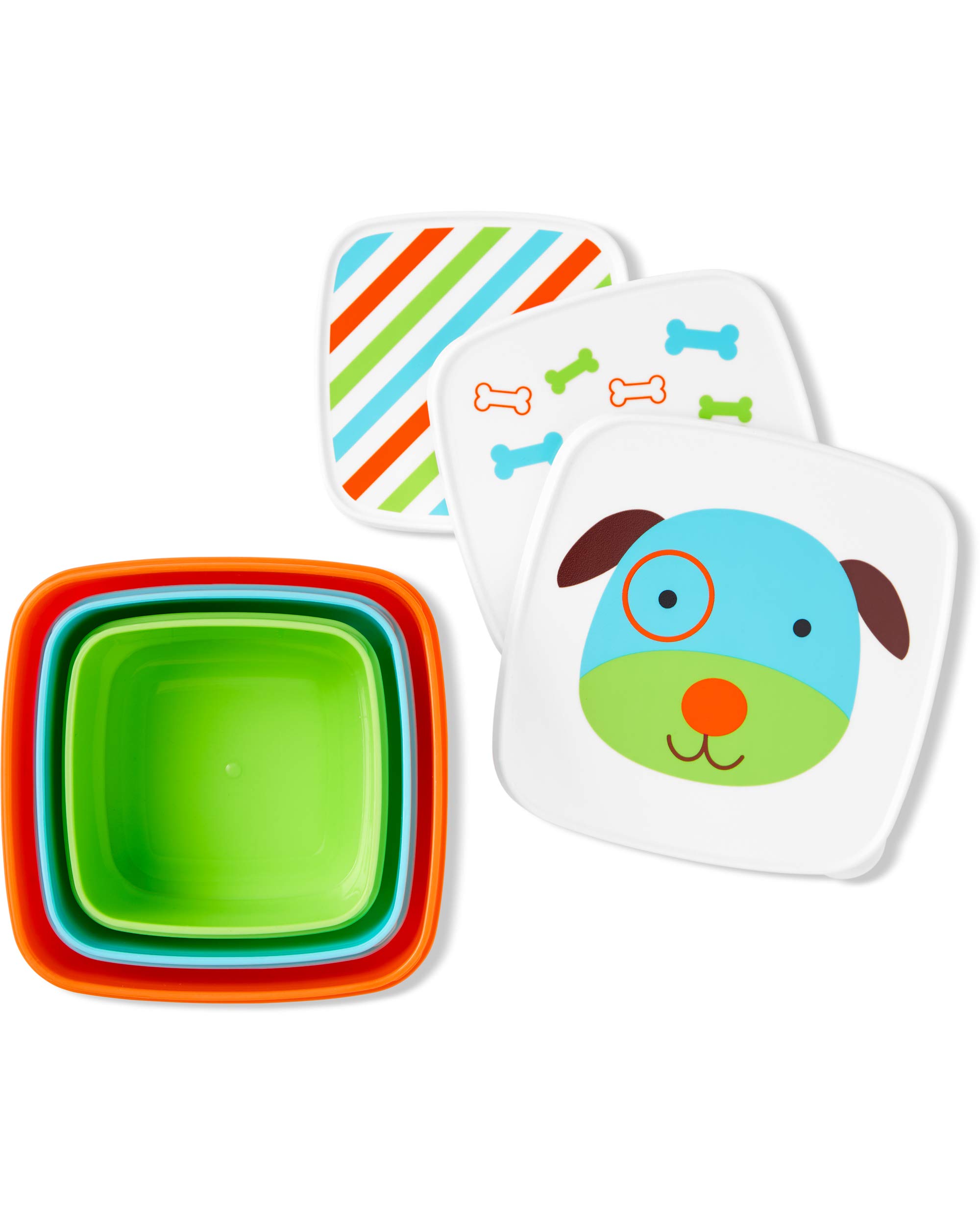 Skip HopToddler Zoo Snack Container Box Set, Dog, 3 Pack, 1 Ea