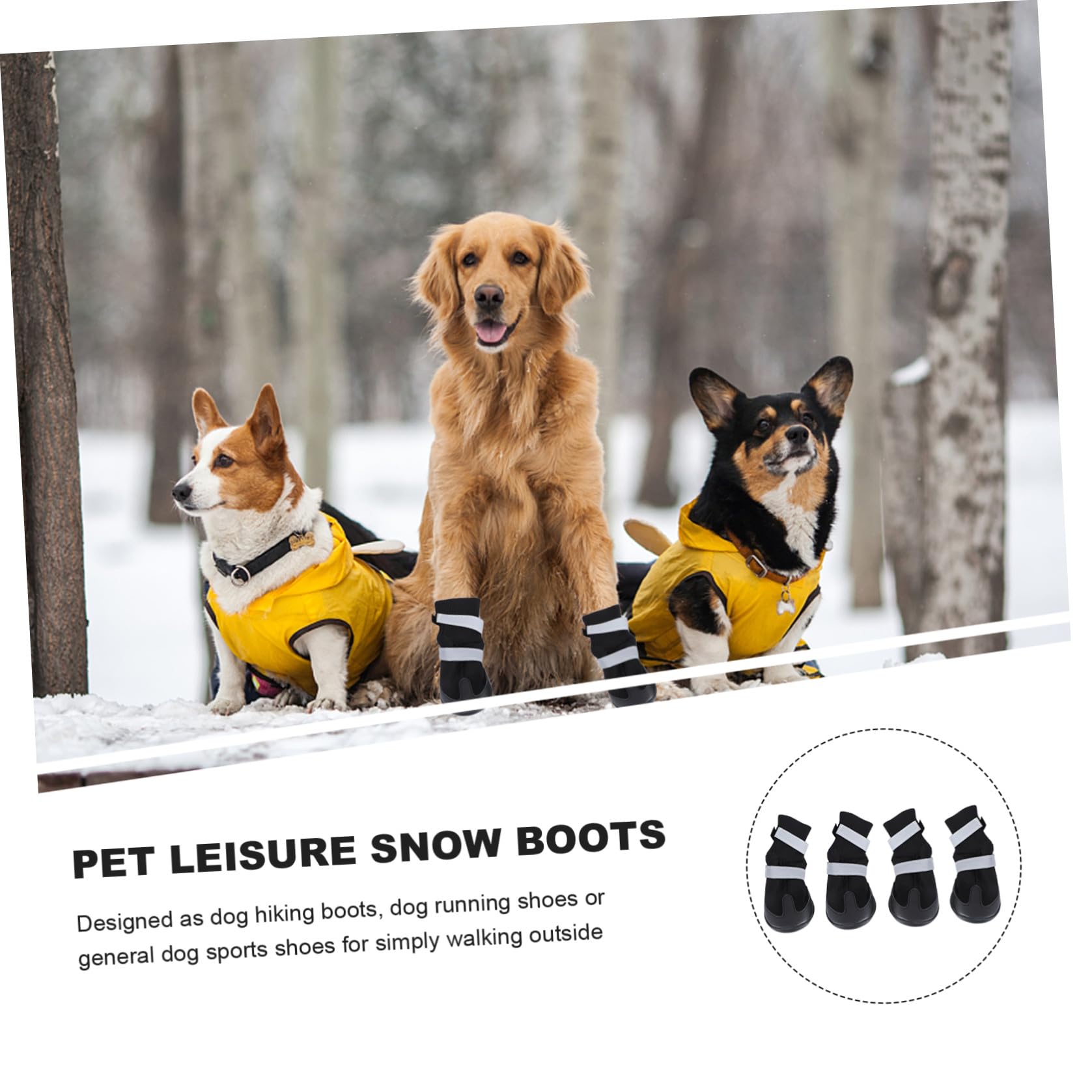 Mipcase 12 Pièces Bottes pour Chien de Compagnie Chien de contrôle de Traction Chaussettes Chaussures pour s de Compagnie Bottes Chaudes pour Chaussures d'hiver pour Black