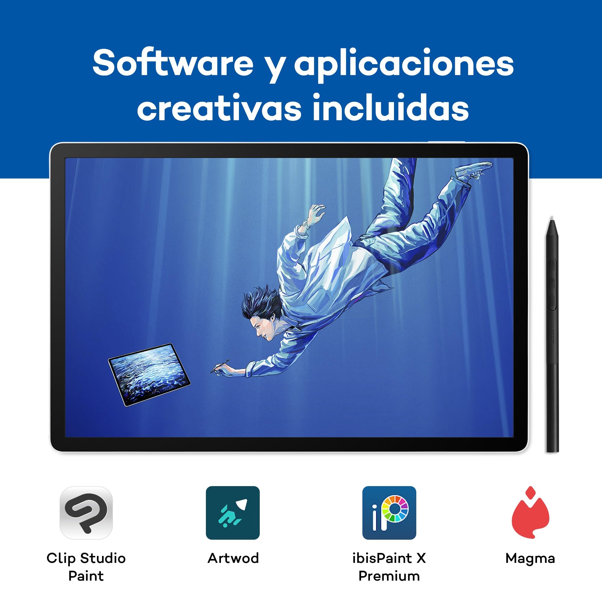 Wacom MovinkPad Pro 14 Tableta Gráfica – Sensación de lápiz sobre Papel con Pantalla OLED para Negros Reales, Contraste excepcional, Respuesta rápida, Vidrio Texturizado Premium, Pro Pen 3 preciso