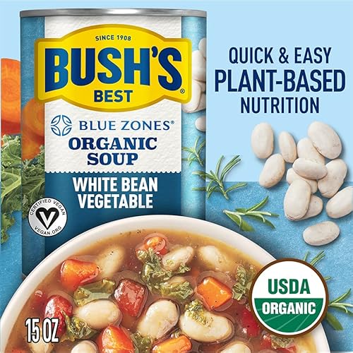 Bush'S Best 15 Oz Blue Zones White Bean Vegetable Soup, Source Of Plant Based Protein And Fiber, Low Fat, Gluten Free thumb #1