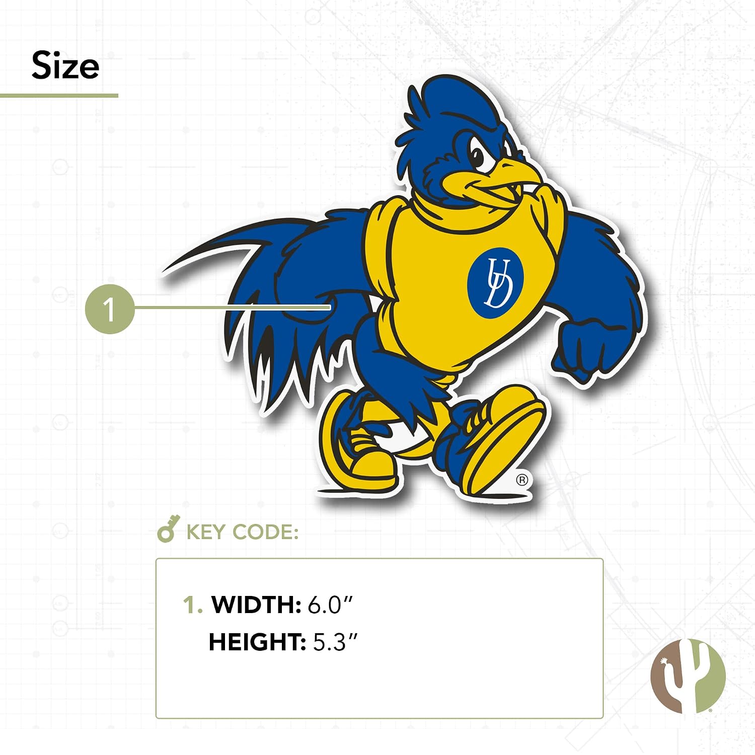 Desert Cactus University of Delaware Sticker Fightin Blue Hens UD Vinyl Decal Laptop Water Bottle Car Scrapbook (IND 18)