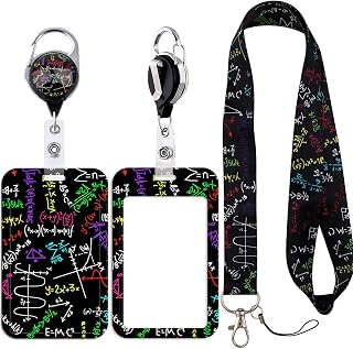 Math Formula Lanyard with ID Badge Holder for School Teacher Student Nerd Lanyards with Retractable Badge Reel Clip