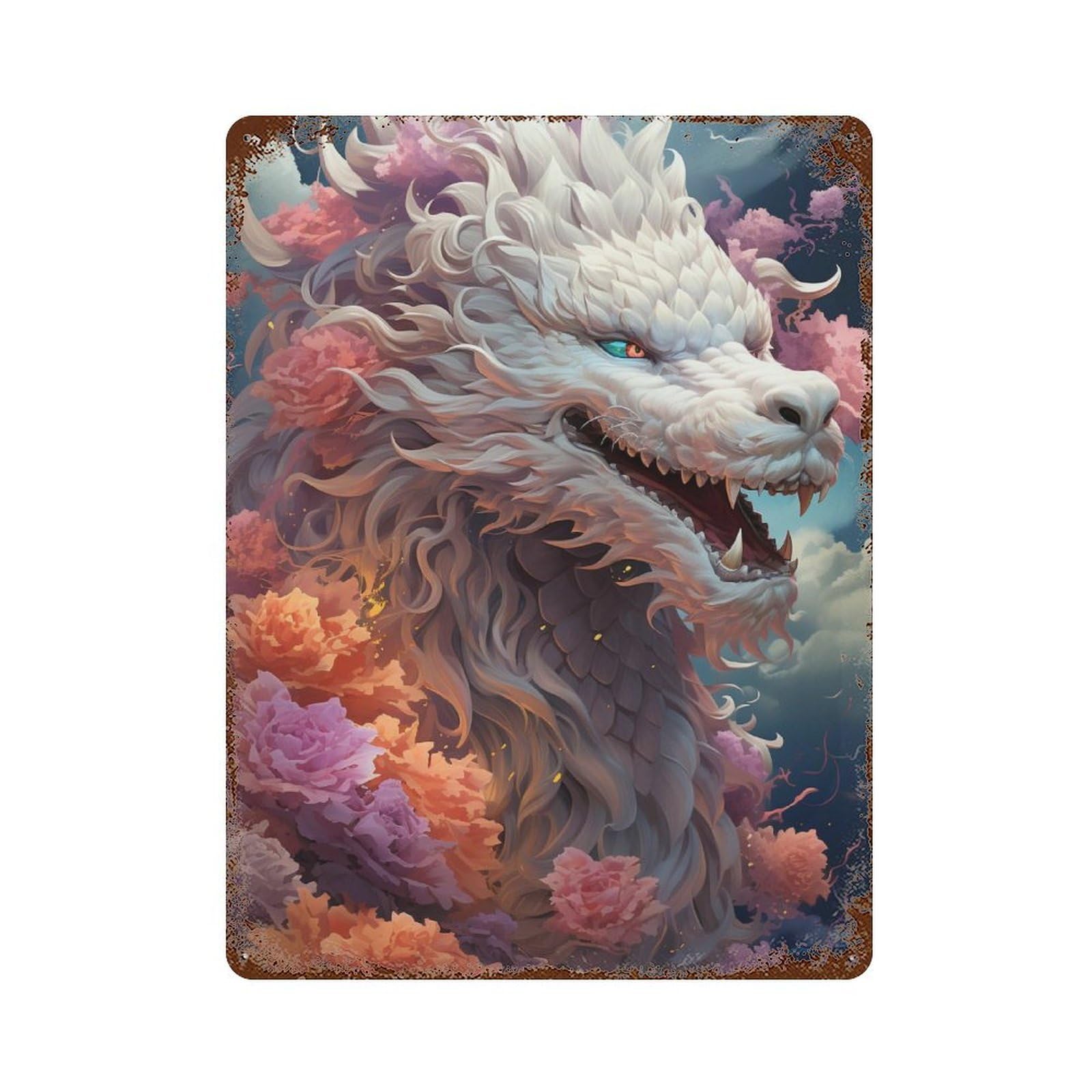 Fantasy Dragon Artwork -1 Retro Metal Sign 15.7"x11.8", for Bistro, Counter And Cafe Decor, Rustic Home Decor