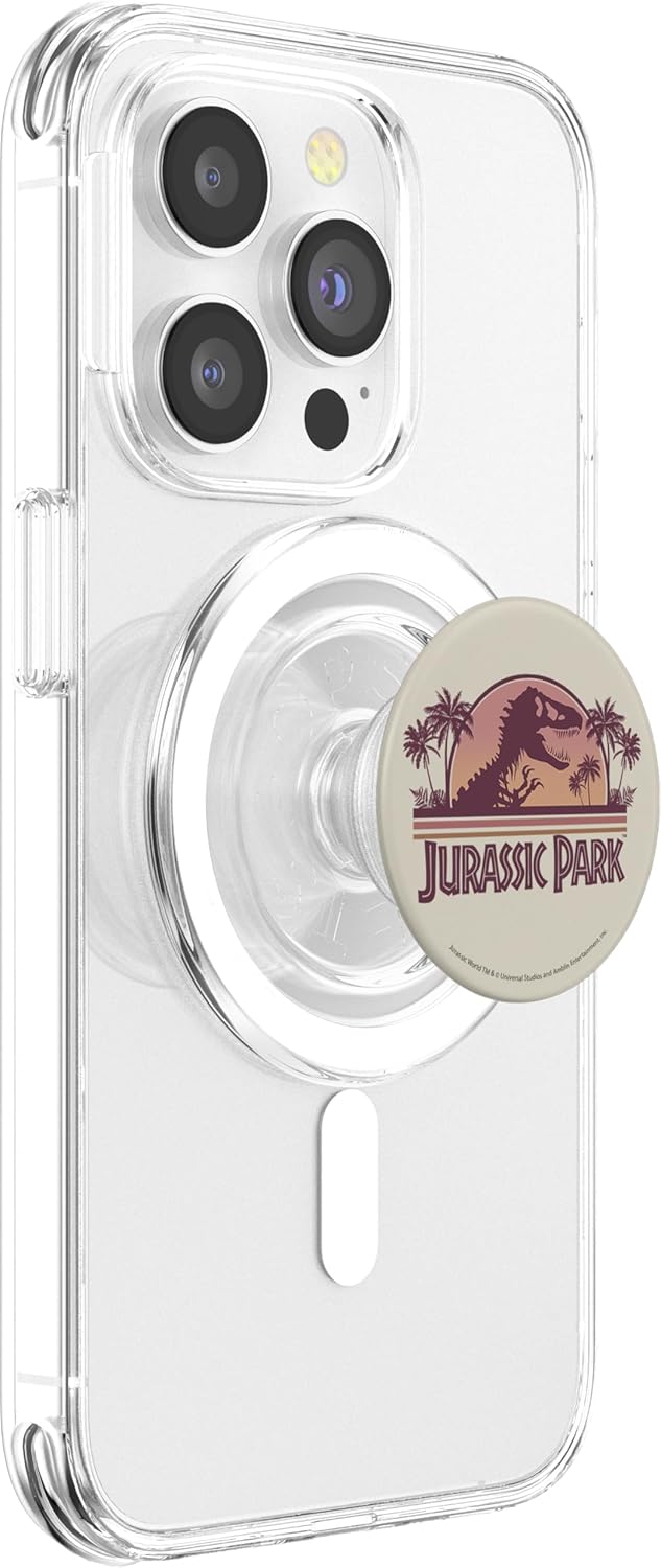 Jurassic Park Vintage Sunset Scene Rex And Palms PopSockets PopGrip for MagSafe