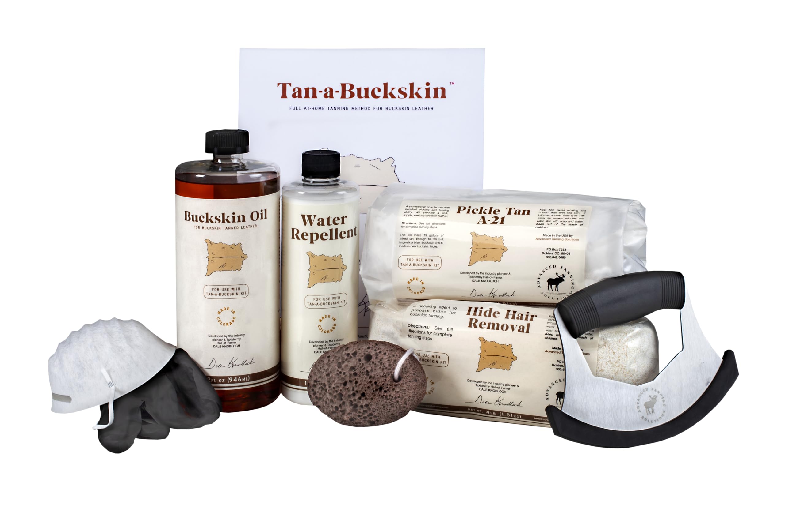 Tan-a-Buckskin Tanning Kit by Advanced Tanning Solutions - Complete Set for Deer, Elk, Moose Hides, Soft & Durable Finish