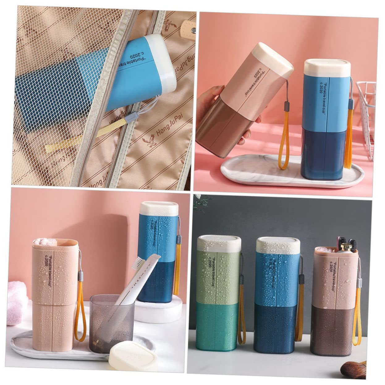 3pezzi Porta Spazzolino e Dentifricio da Viaggio di Bicchieri Organizer per Accessori da Bagno Design Compatto e Leggero per Risparmiare Spazio in Bagagli e Borse