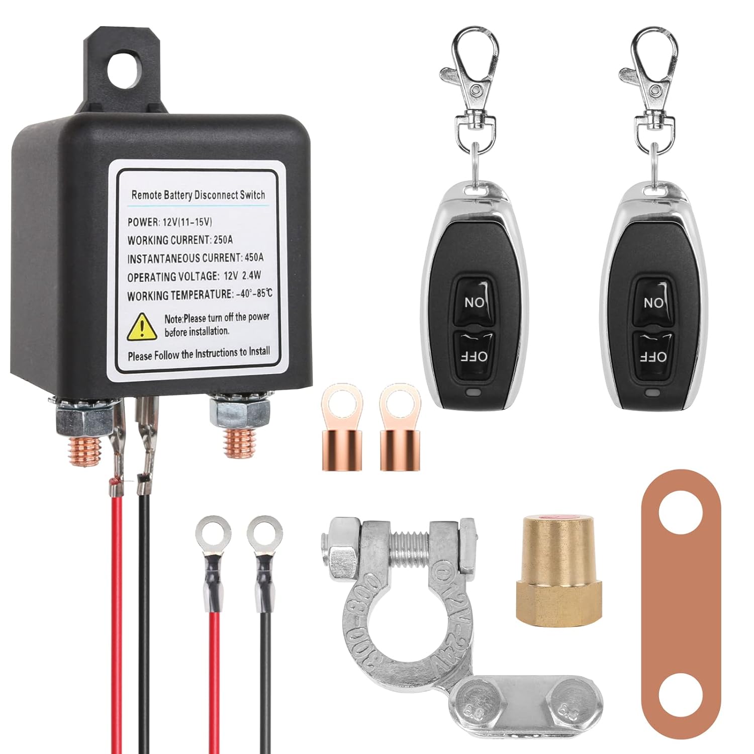 Remote Control Battery Disconnect Switch 12V 250A (MAX 450A) Suitable for Cars, SUVs