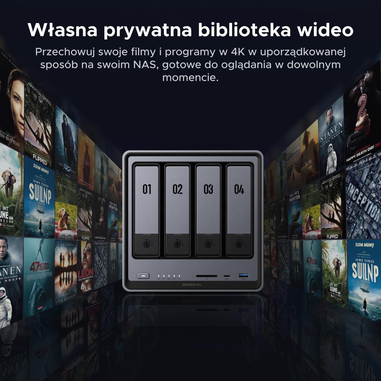 UGREEN NASync DXP4800 Pro NAS Stołowy 4 Gniazda, Procesor Intel i3-1315U 6 Rdzeni, 8GB Pamięć RAM DDR5 do 96GB, 128GB SSD, 1x 10GbE, 1x 2,5GbE, 2x Gniazda M.2 NVMe, HDMI 4K (Bez Dysków)