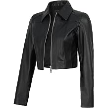 Decrum Cropped Leather Jacket Women Trendy Short Real Lambskin Womens Leather Jacket