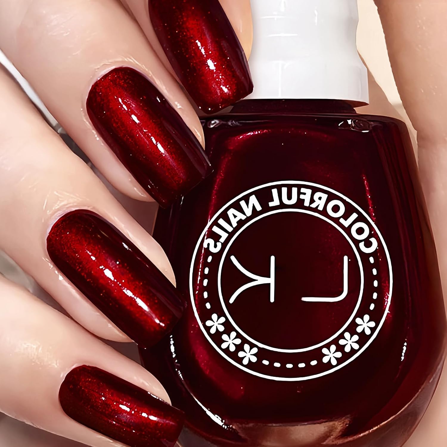 Burgundy Pearl Nail Polish - Quick Dry, Long Wearing, Highly Reflective Wine Cherry Gel Nail Polish for Women & Girls