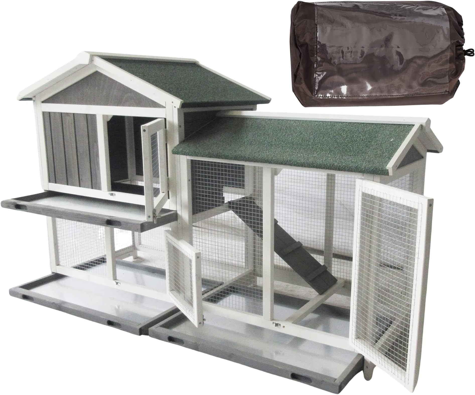BUNNY BUSINESS The Grove Grey Double Decker Rabbit/Guinea Pig Hutch and